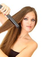 Выпрямление утюжком, длинные волосы