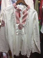 Русская народная льняная мужская рубашка вышиванка