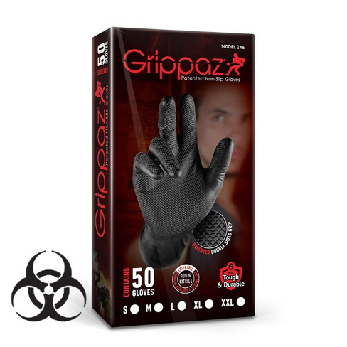 Перчатки нитриловые Grippaz 246 (50 шт, размер L) автомобильные черные