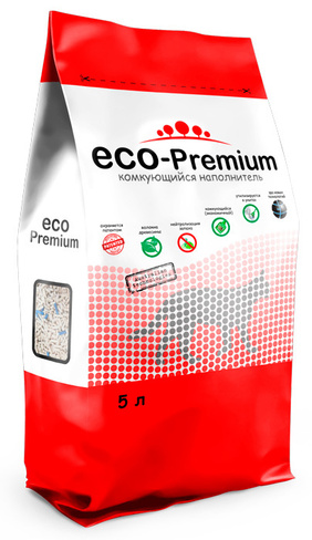Наполнитель ECO Premium BLUE комкующийся древесный без запаха 1,9кг 5 л