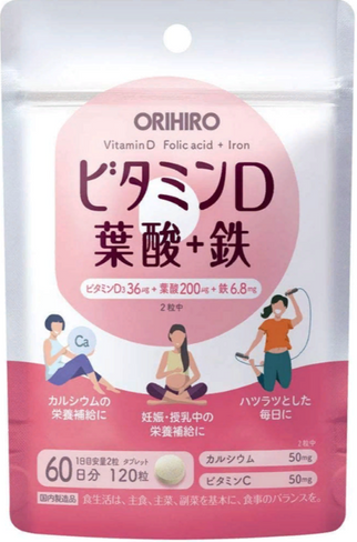 Витаминный комплекс для женщин Orihiro Vitamin D +Folic Acid + Iron
