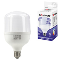 Лампа светодиодная SONNEN 30 250 Вт цоколь Е27 цилиндр холодный белый 30000 ч LED Т100-30W-6500-E27 454924