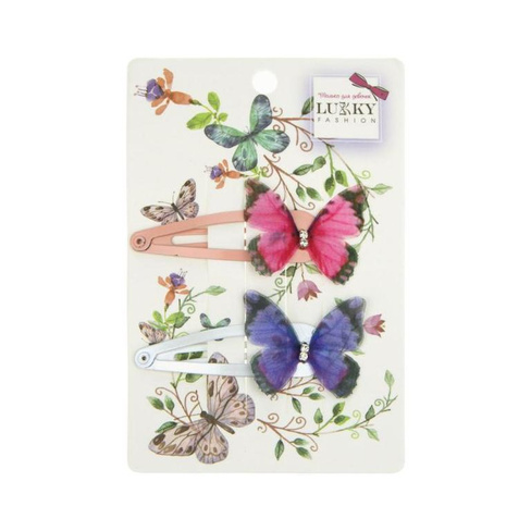 Набор заколок Lukky Fashion Бабочки со стразами, клик-клак, 2 шт арт.Т18537