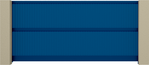 Откатные ворота Prestige встроенные сплошные вертикальные с перемычкой