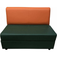 Двухместная секция дивана Мягкий Офис оранжево-зеленая