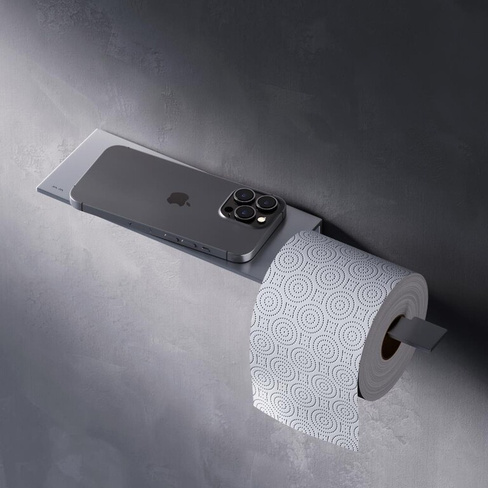 Держатель для туалетной бумаги Am.Pm Sense L (A7454300) с полкой, серый