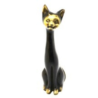 Статуэтка кошка из бронзы 23х6х9 тёмного цвета