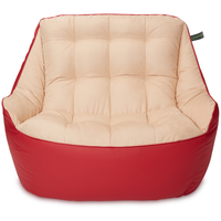 Кресло мешок «Диван Босс», эко-кожа и велюр, Красный и бежевый Пуффбери