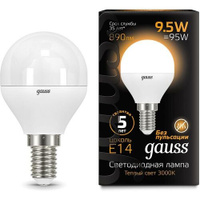 Упаковка ламп LED GAUSS E14, шар, 9.5Вт, 10 шт. [105101110]