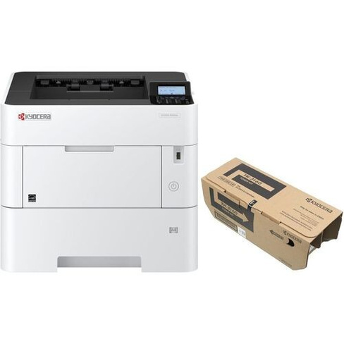 Принтер лазерный Kyocera P3150dn + картридж, черно-белая печать, A4, цвет белый