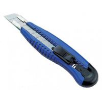 Нож канцелярский KW-Trio 03713BLUE 03713blue 18мм, металл, синий, блистер 12 шт./кор.