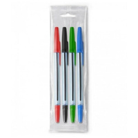 Набор ручек шариковых микс 4 цвета «Стамм» 111 "Офис", узел 0.7-1.0 мм, чернила: синие, красные, зеленые, чёрные, европо