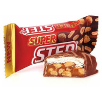 Конфеты шоколадные славянка "Super Step" двухслойные, нуга с арахисом, 1000 г, пакет, 20465 Славянка