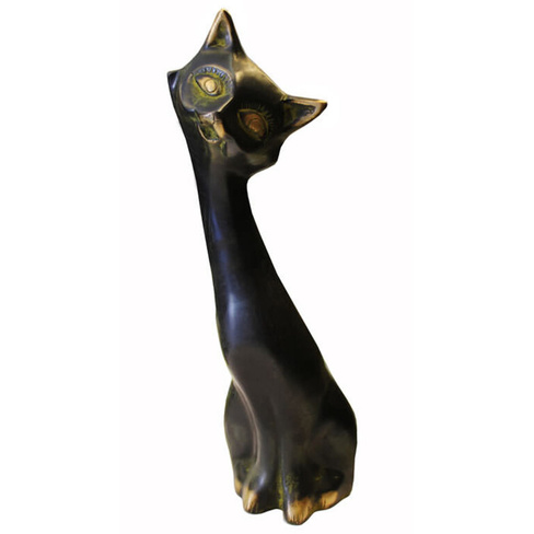 Статуэтка Бронзовая кошка с выразительно наклонённой головой 28х9х9