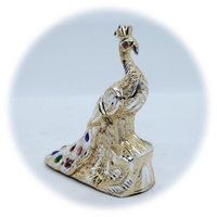 Статуэтка Павлин из алюминия с насечённым орнаментом и стразами 13х10,5х5