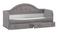 Кровать «Адель» с мягкой спинкой тип 1 (Велюр светло-серый)