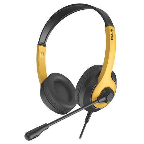 Наушники с микрофоном A4Tech Fstyler FH100U желтые, USB