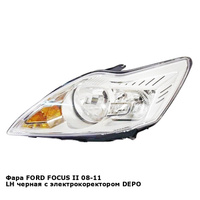 Фара FORD FOCUS II 08-11 лев черная с электрокоректором DEPO