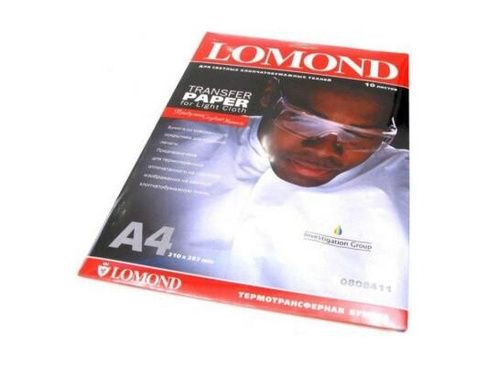 Бумага Lomond 0808411 (A4, 140гр, 10л) термоперев. светлые ткани, для струйных LOMOND