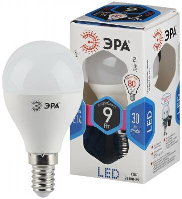 ЭРА Б0029042 Светодиодная лампа шарик LED smd P45-9w-840-E14 Эра