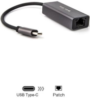 Кабель-переходник USB 3.1 Type-C -->RJ-45 1000Mbps Ethernet, Aluminum Shell, 0.15м Telecom TELECOM