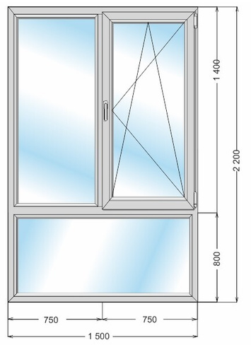 Окно пластиковое для лоджии REHAU BLITZ 32 мм 1800х2200 трехстворчатое (часть остекления)
