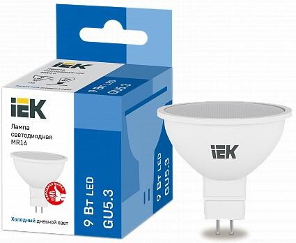 Iek LLE-MR16-9-230-65-GU5 Лампа LED MR16 софит 9Вт 230В 6500К GU5.3 IEK