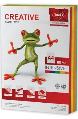 Бумага CREATIVE color (Креатив), А4, 80 г/м2, 250 л. (5 цв. х 50 л.), цветная интенсив, БИpr-250r Creative