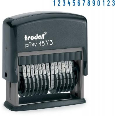 Нумератор 13-разрядный, оттиск 42х3,8 мм, синий, TRODAT 48313, корпус черный, 53198 Trodat