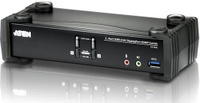Переключатель KVM ATEN CS1922-AT-G Переключатель, электрон., KVM+Audio+USB 3.0, 1 user USB+DP => 2 cpu USB+DP, со шнурам