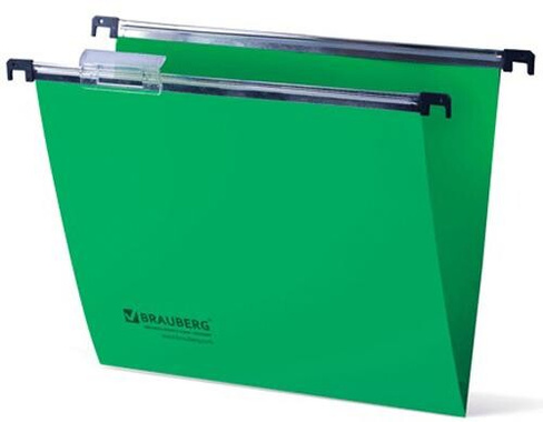 Подвесные папки пластиковые BRAUBERG(Италия), комплект 5 шт., 315х245 мм, до 80 л. А4, зеленые, пластиковые табуляторы,