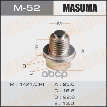 Болт Маслосливной С Магнитом (С Шайбой) Mitsubishi 14X1.5mm Masuma M-52 Masuma арт. M-52