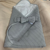 Конверт-одеяло с бантом "Вязаный микс" цвет серый