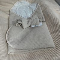 Конверт-одеяло с бантом "Вязаный микс" цвет бежевый