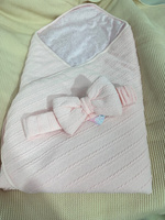 Конверт-одеяло с бантом "Вязаный микс" цвет нежно-розовый