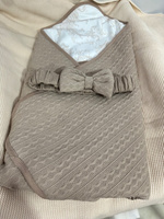 Конверт-одеяло с бантом "Вязаный микс" цвет какао