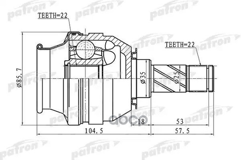 Шрус Внутренний 22X35x22 Opel Astra H 04- PATRON арт. PCV1058