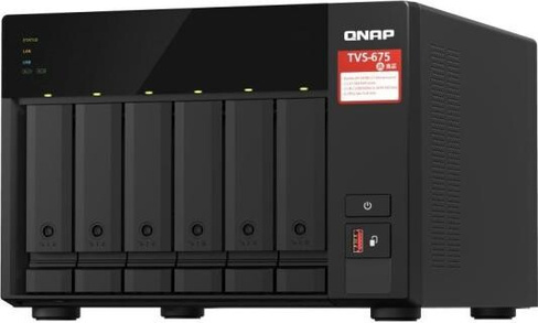 SMB QNAP TVS-675-8G NAS, 6-tray w/o HDD, 2xM.2 SSD Slot, 1xHDMI-port. CPU 8-сore 64-bit x86 KX-U6580 2.5 GHz, 8GB DDR4