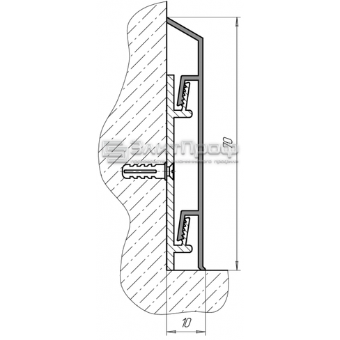Крепёжная классипса для плинтуса Элит Проф 70 мм