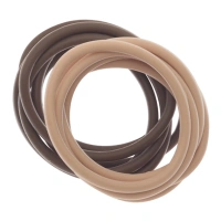 DEWAL PROFESSIONAL Резинки для волос силиконовые, коричневые/бежевые 12 шт/уп