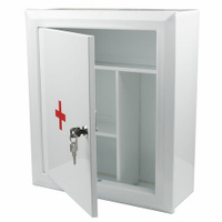 Шкафчик-аптечка металлический навесной внутренние перегородки ключевой замок 400x360x140 мм