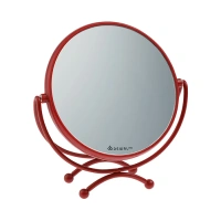 DEWAL BEAUTY Зеркало настольное, в красной металлической оправе, 18,5 х 19 см