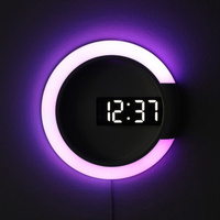 Часы электронные настенные 7 режимов подсветки, будильник, термометр, 30.5 х 3.5 см