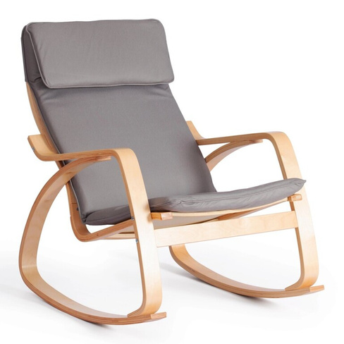 Кресло-качалка (mod. AX3005) (натуральный/ткань светло-серая)